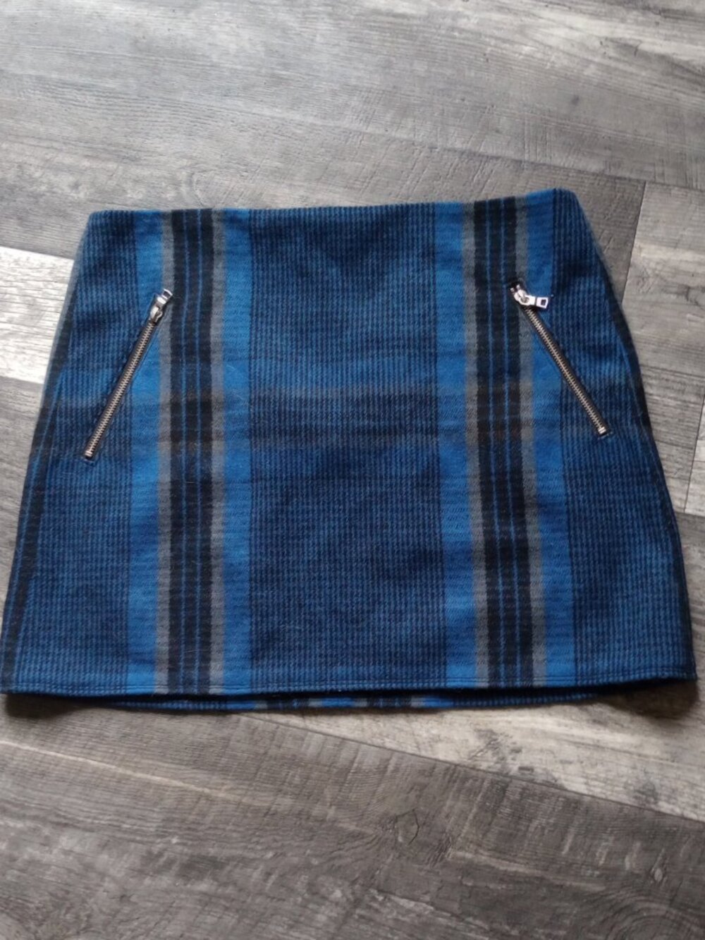 Gap Women's Size 12 Recycled Wool Blend Blue Plaid Mini Skirt